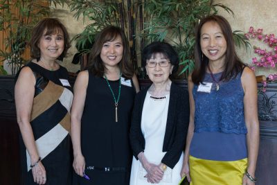 Minnie Hing Fong, 90 Birthday Honoree  with daughters-  L to R – Donna Fong-Taylor, Pauline Fong &  Joanne Fong